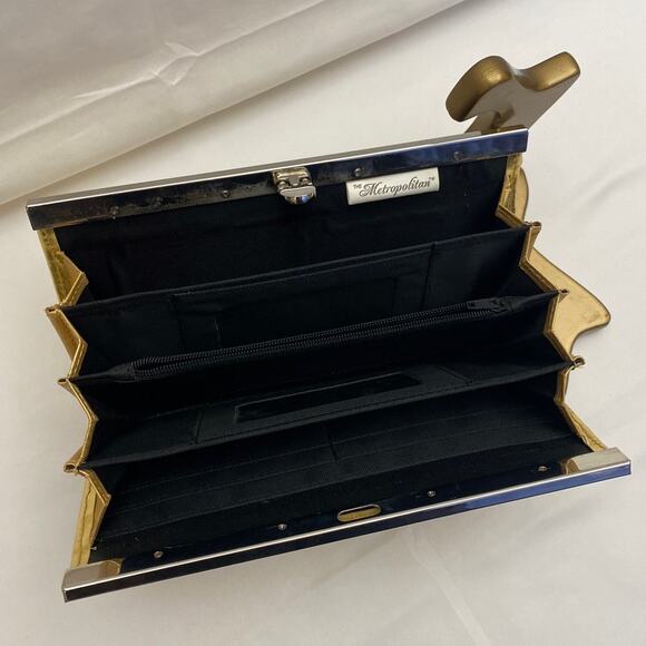 Vintage Gold Sequin Clutch The Metropolitan Ritz Evening Bag Party Metallic y2k - Picture 3 of 12